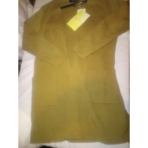 Dialogue Small Light Brown Open Front Cardigan Sweater Pockets NWT